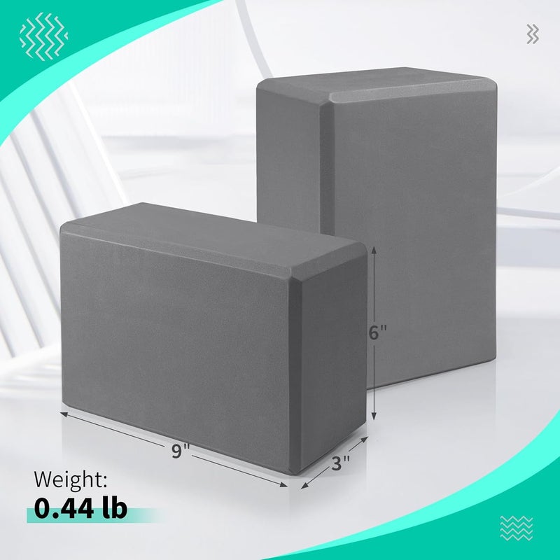 Corsiampoo Yoga Blocks 2 Pack 9x6x3 Inches, Sturdy Foam Yoga Block, Premium EVA, Non Slip High Density for Pilates Meditation, Stretching and Toning - Image 2